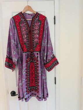 Vintage Banjara Afghani Balochi Embroidered Purple/Red Dress Size Small